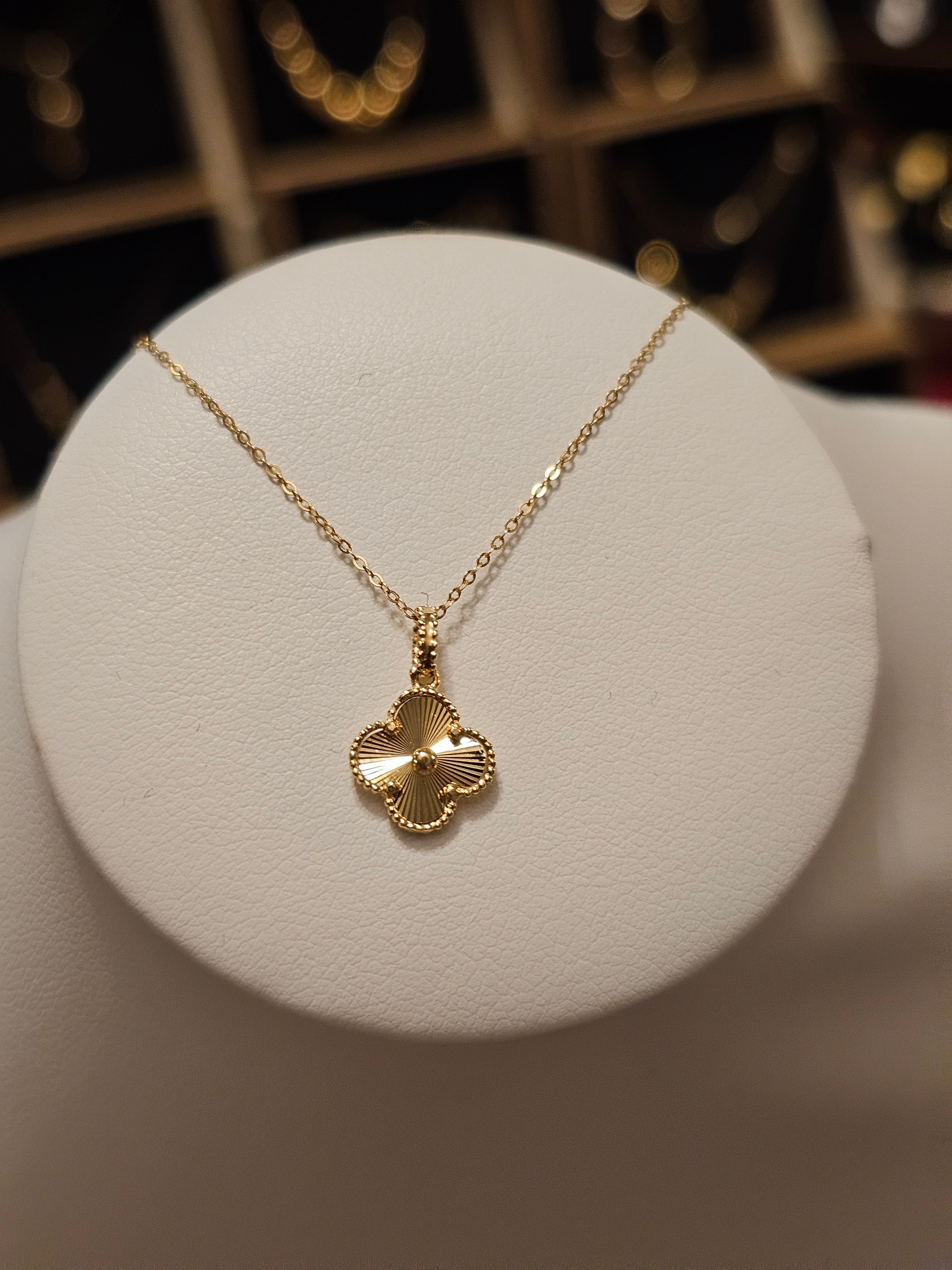 All Yellow Gold Clover Necklace