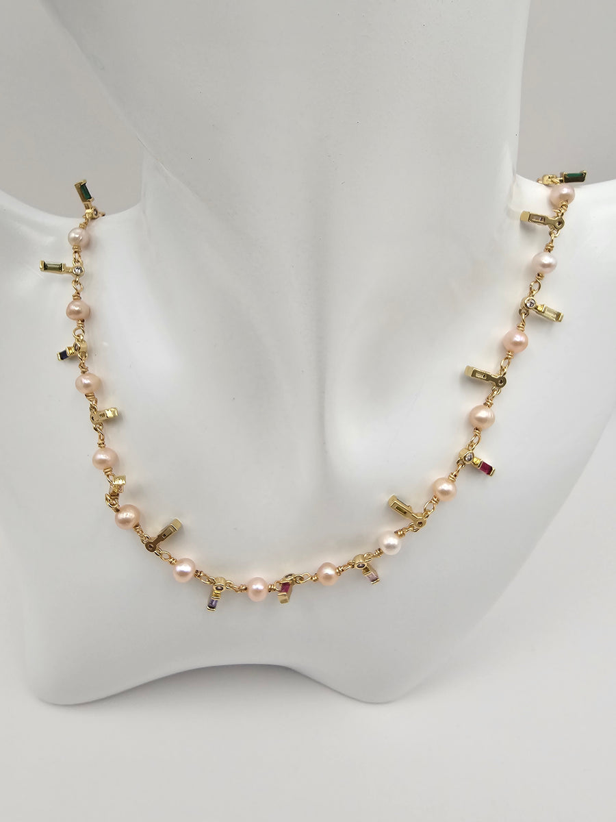 " SOFIA RAINBOW " FRESH WATER PEARLS NECKLACE