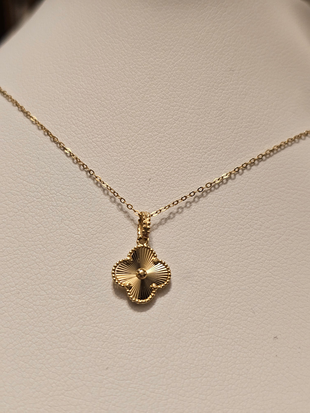 All Yellow Gold Clover Necklace