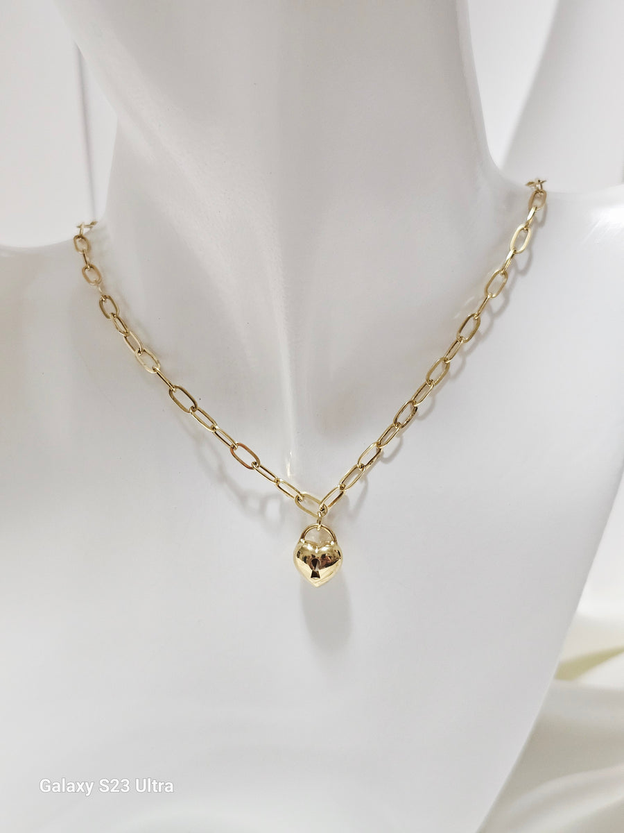 Heart Charm  in PaperClip Chain