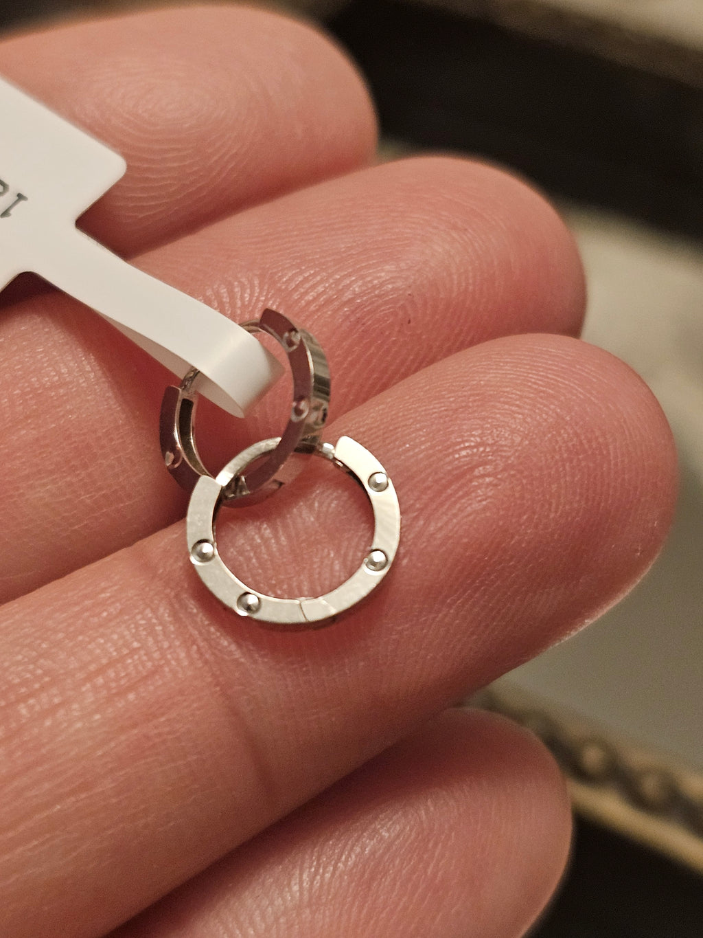 White Gold Huggies Earrings