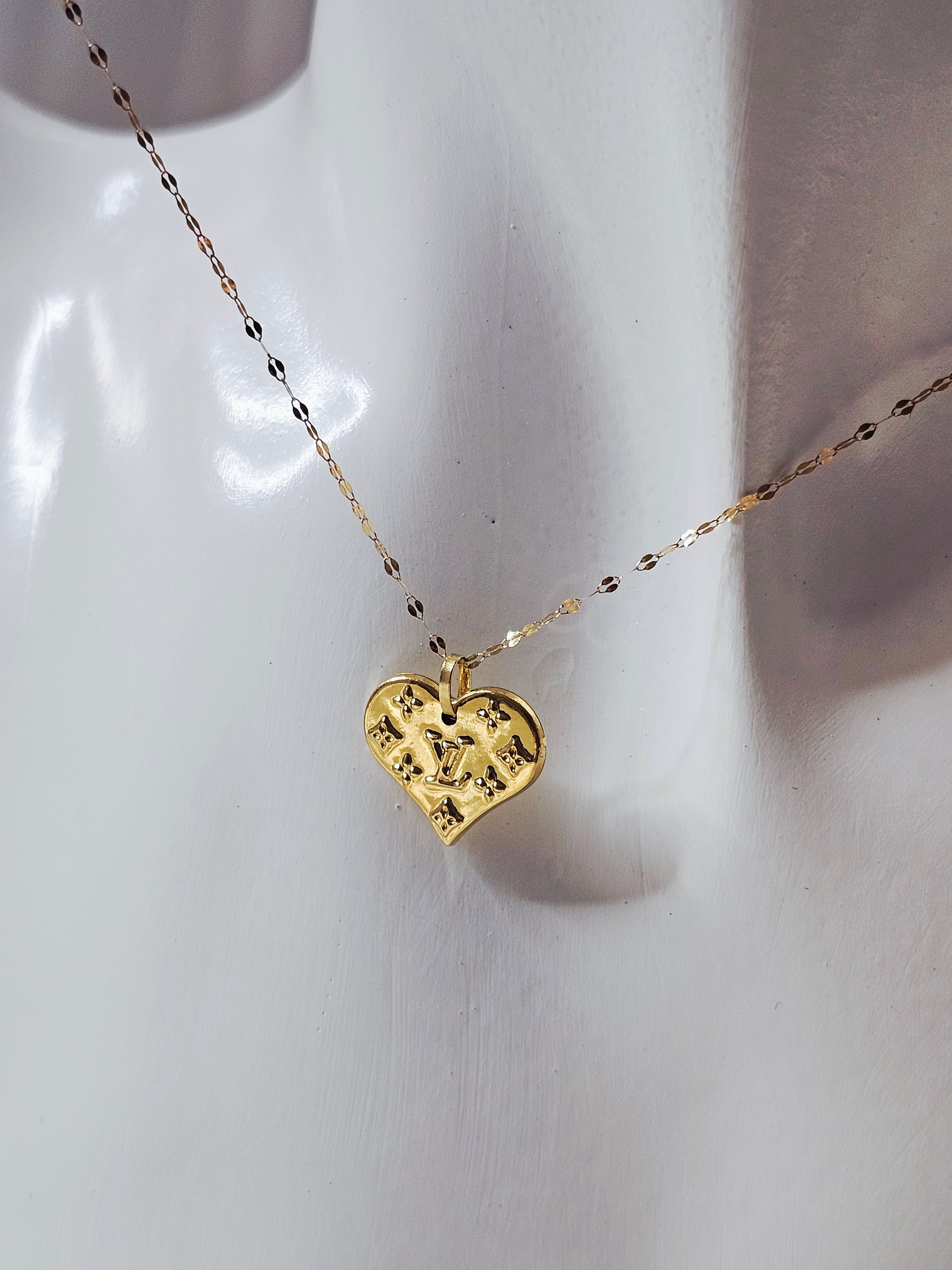 LV Inspired Heart Pendant