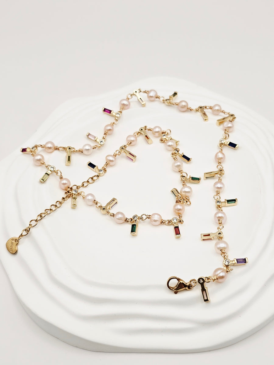 " SOFIA RAINBOW " FRESH WATER PEARLS NECKLACE