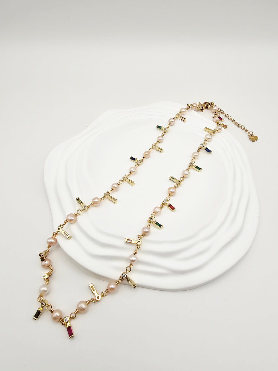 " SOFIA RAINBOW " FRESH WATER PEARLS NECKLACE