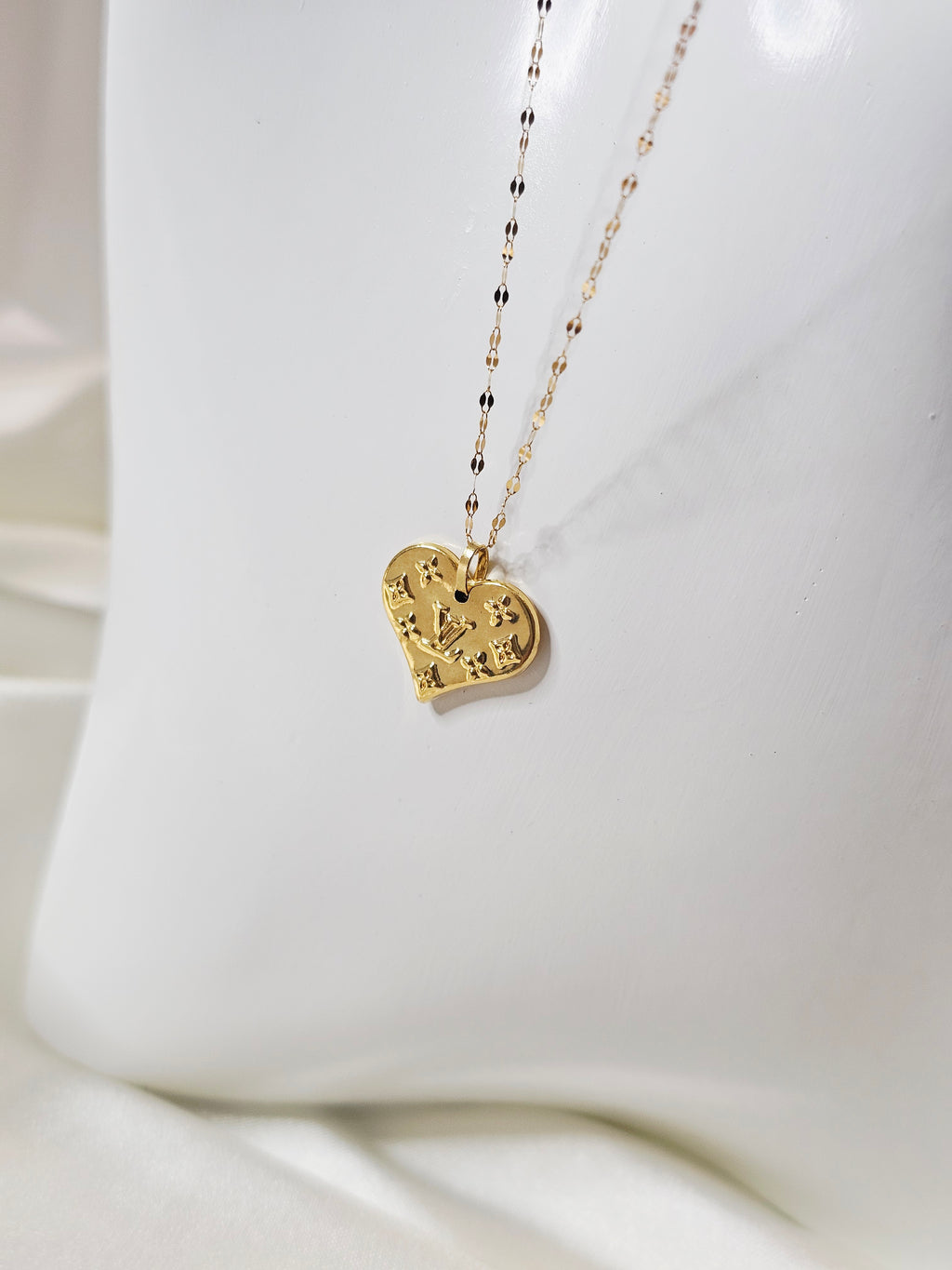 LV Inspired Heart Pendant