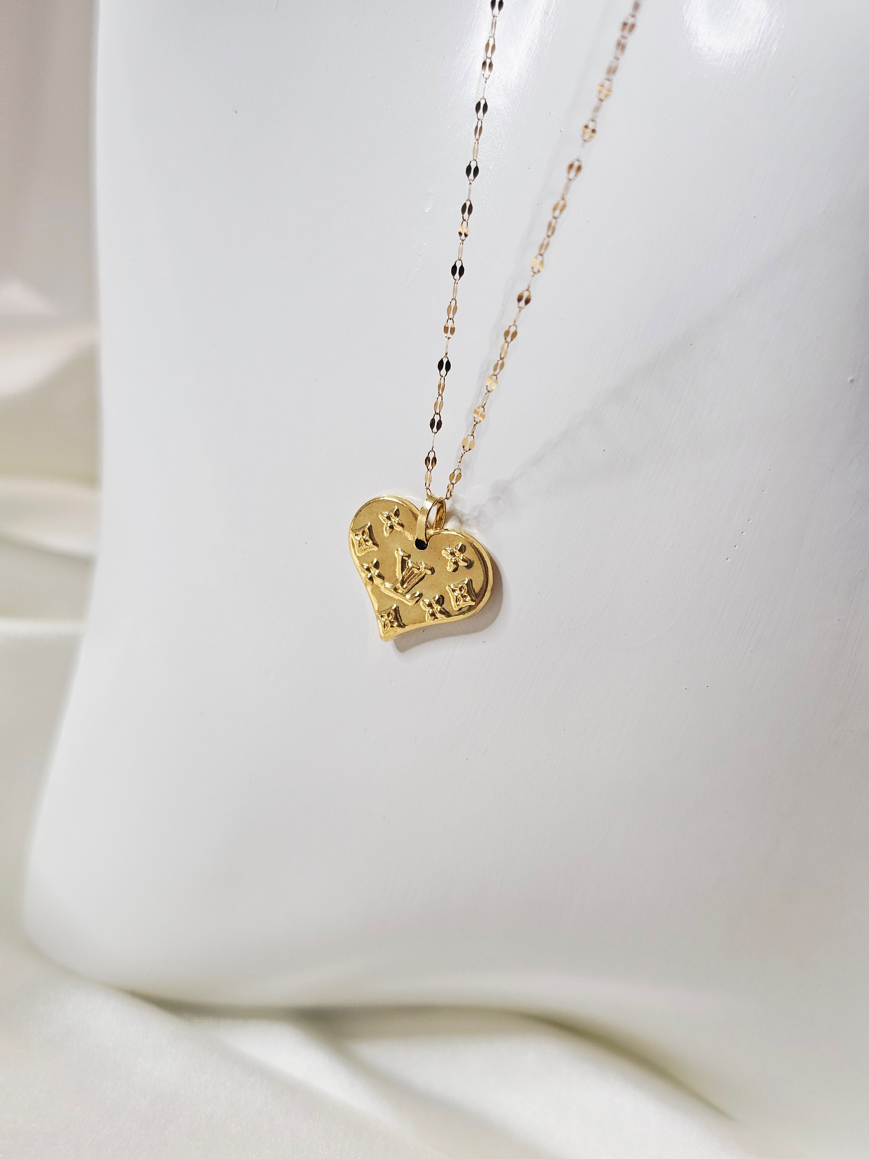 LV Inspired Heart Pendant