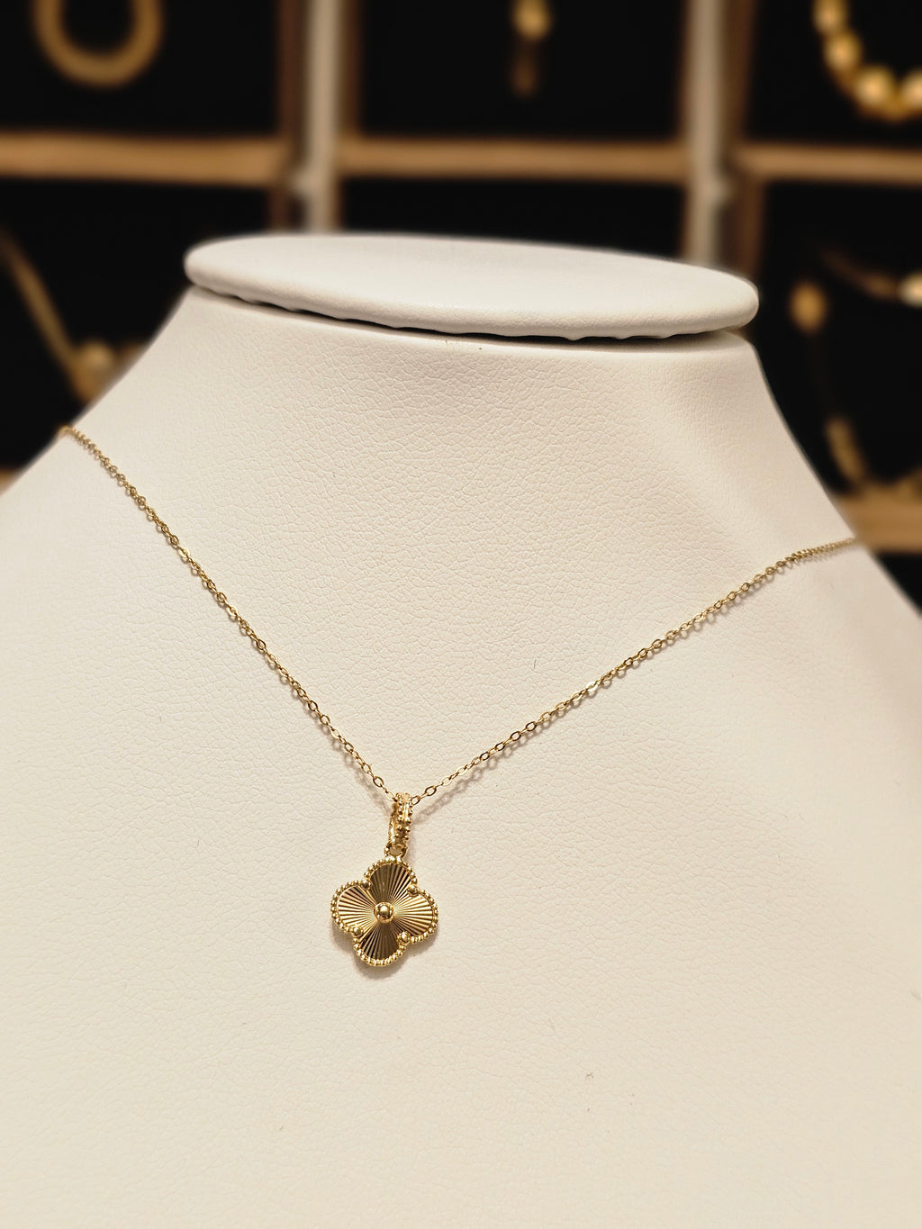 All Yellow Gold Clover Necklace