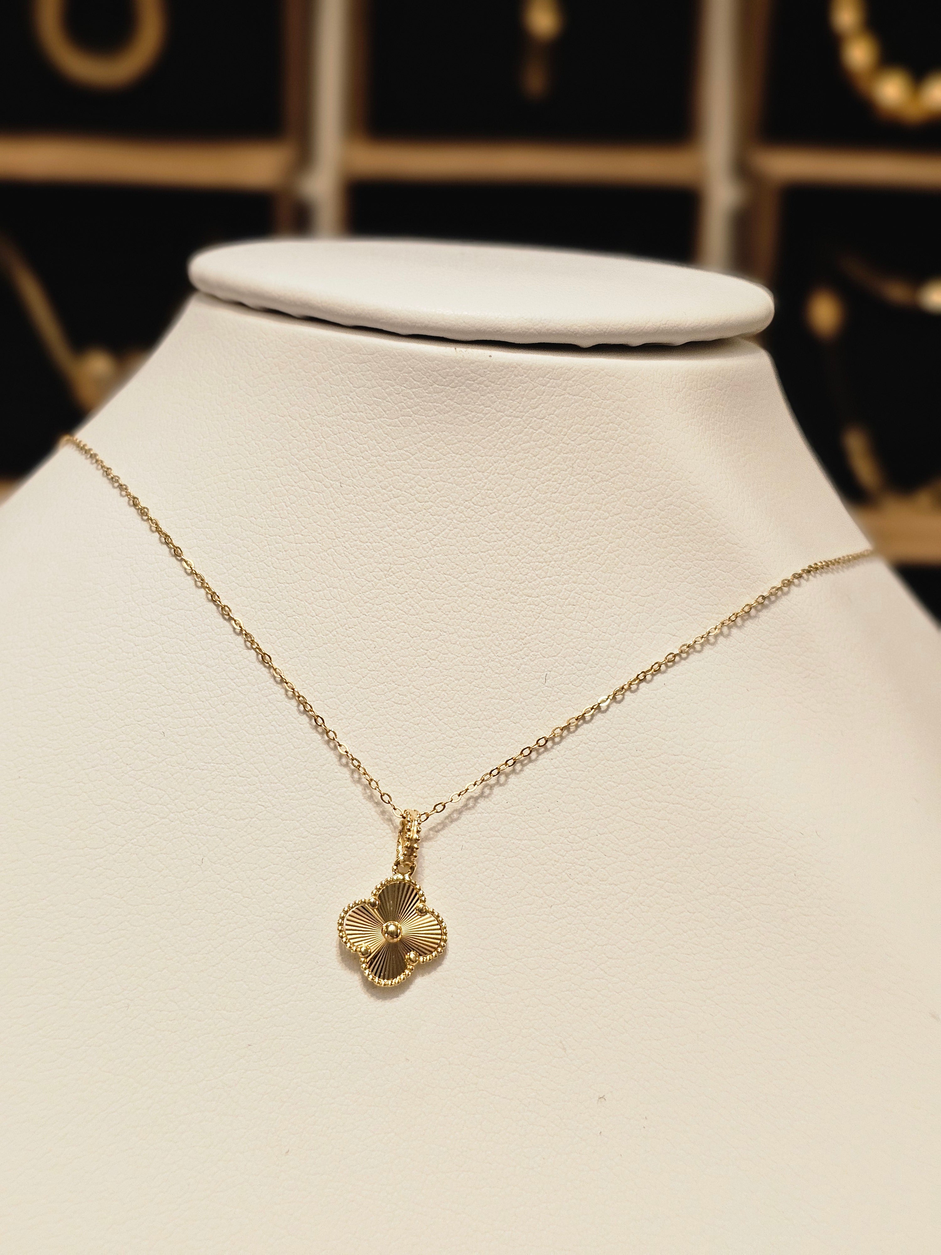 All Yellow Gold Clover Necklace