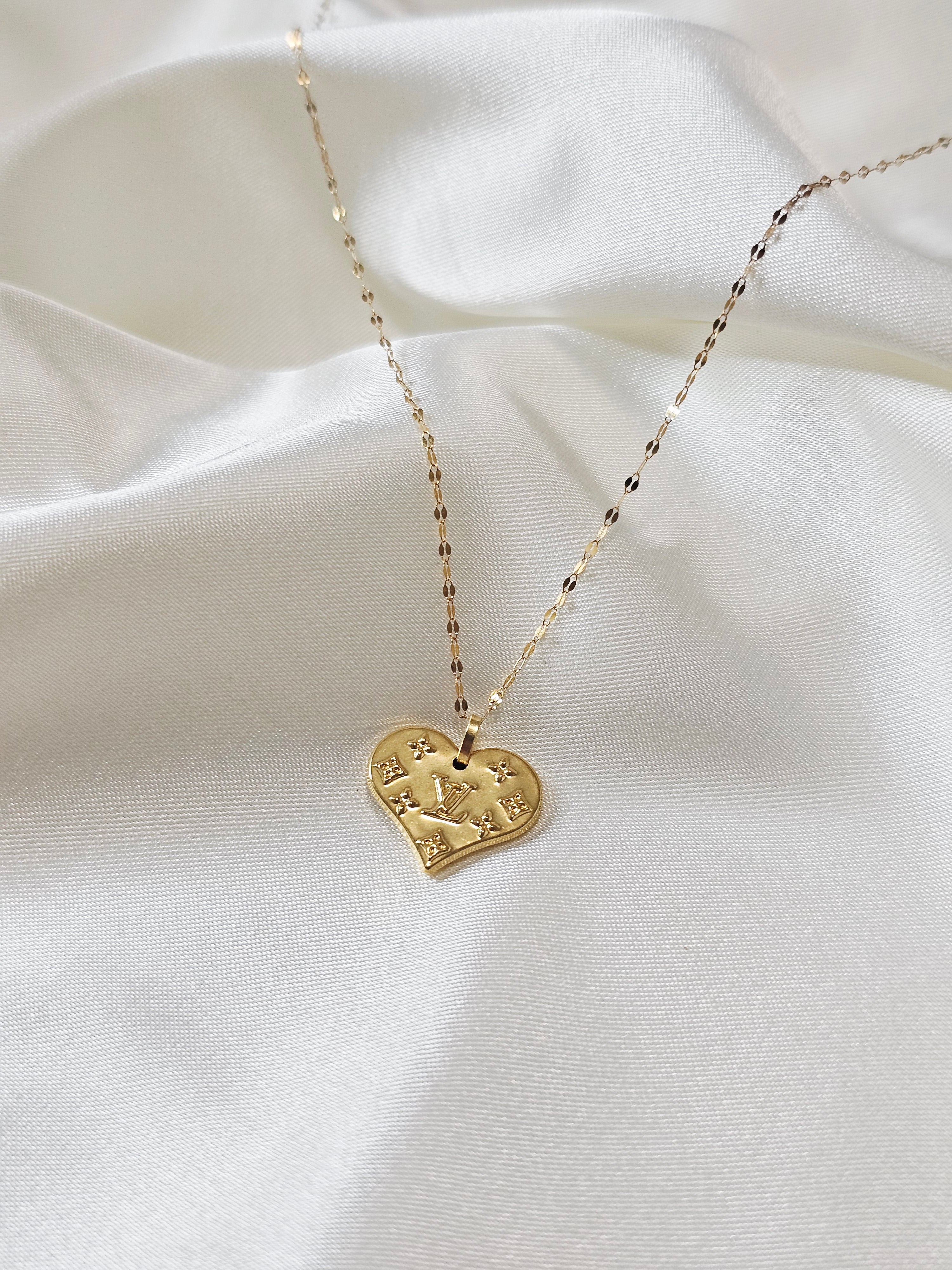 LV Inspired Heart Pendant