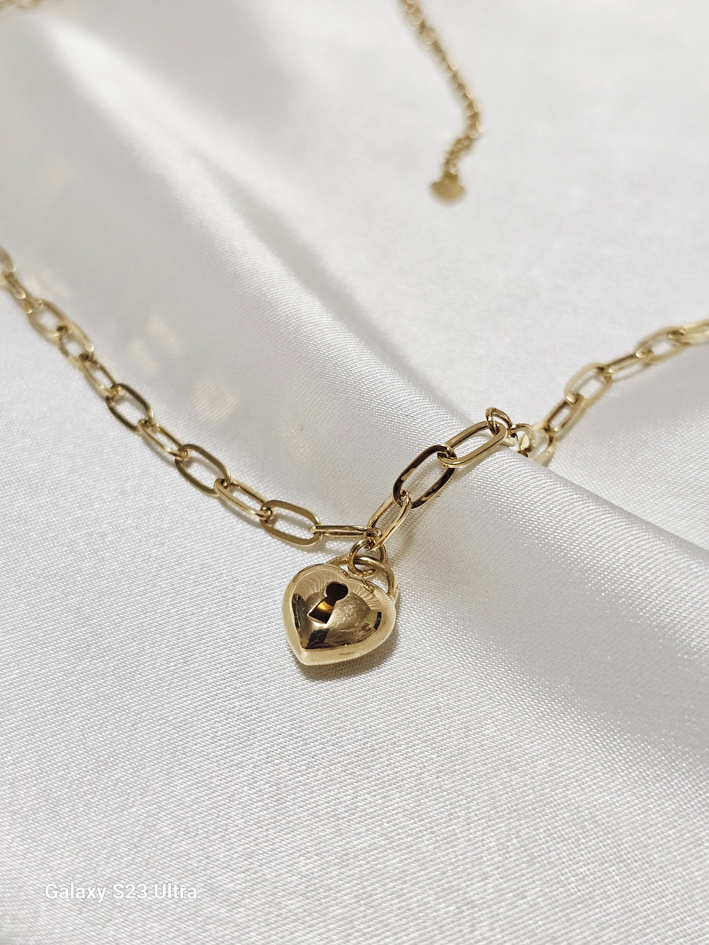 Heart Charm  in PaperClip Chain