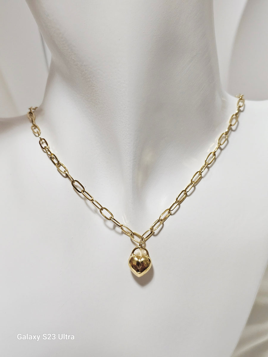 Heart Charm  in PaperClip Chain