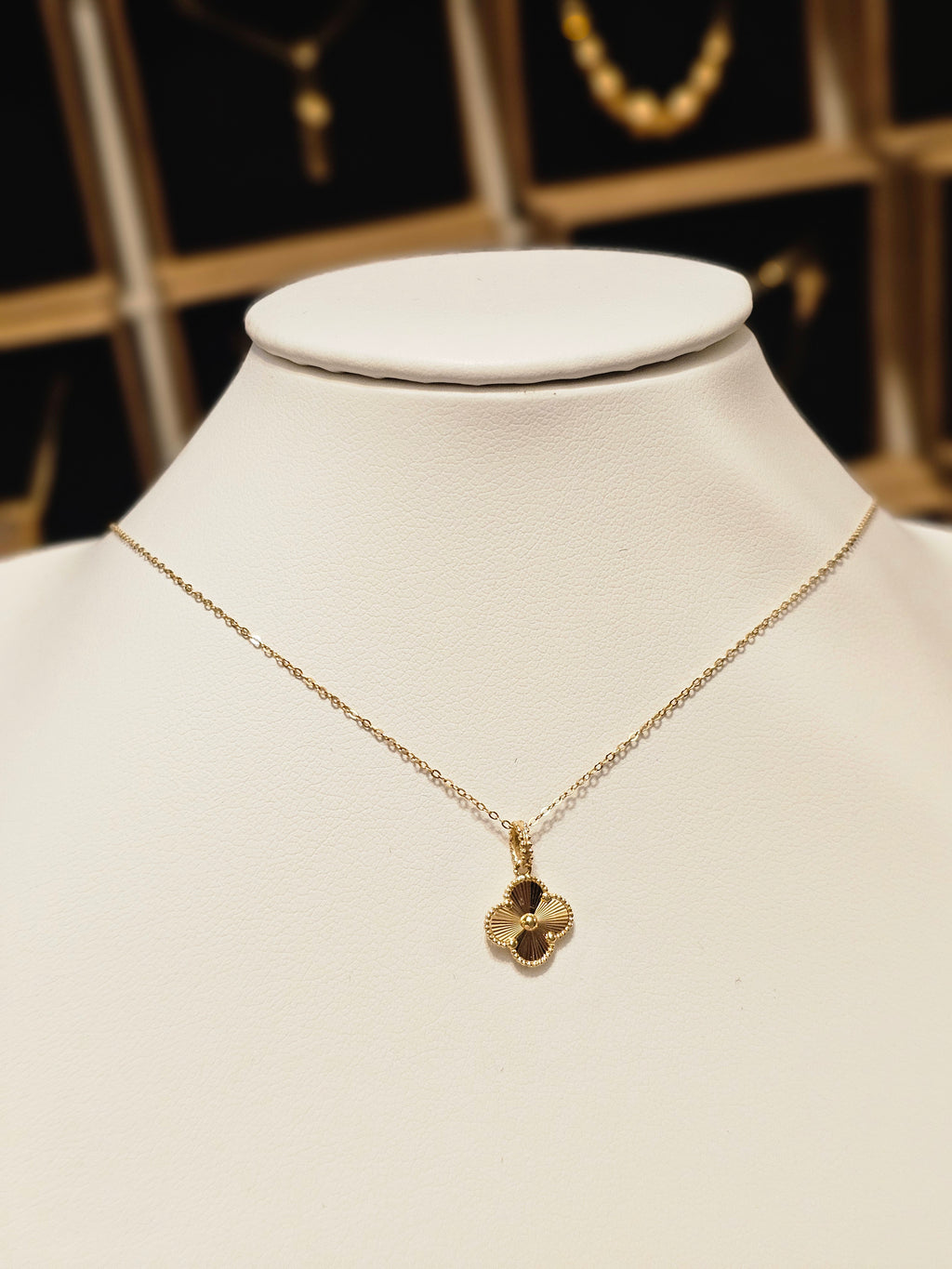All Yellow Gold Clover Necklace