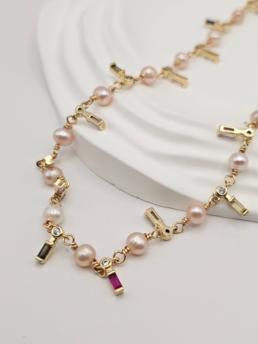 " SOFIA RAINBOW " FRESH WATER PEARLS NECKLACE