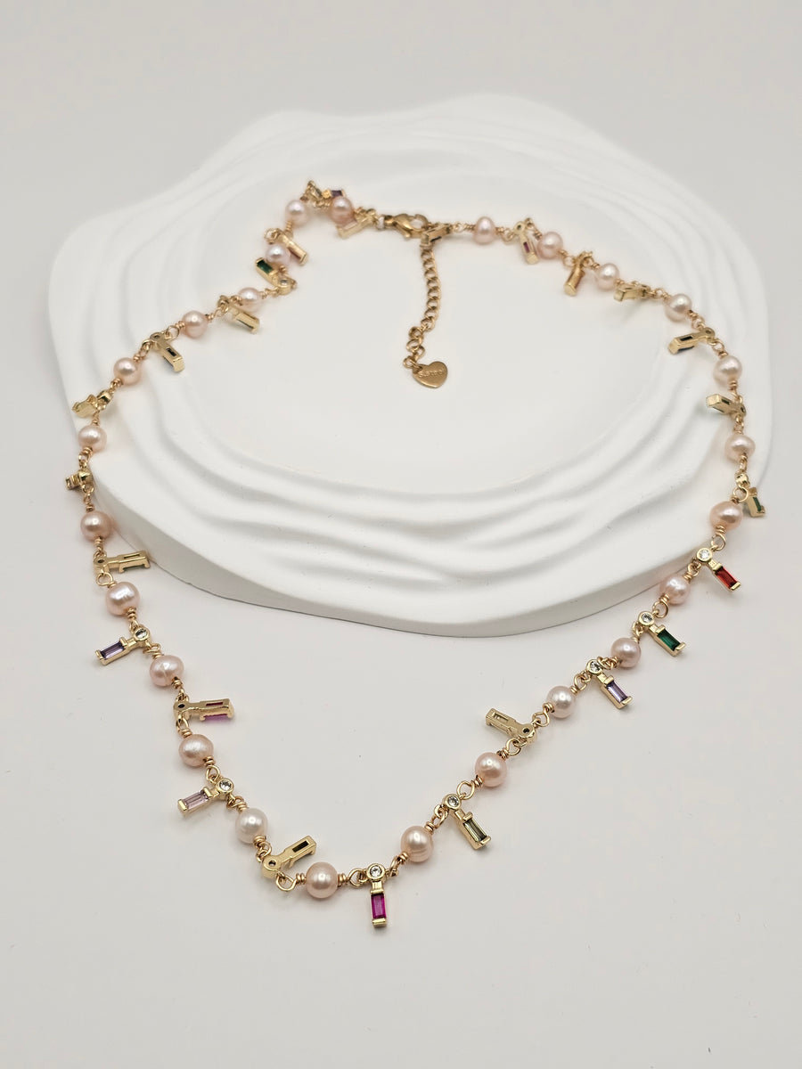 " SOFIA RAINBOW " FRESH WATER PEARLS NECKLACE