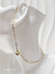 Heart Charm  in PaperClip Chain