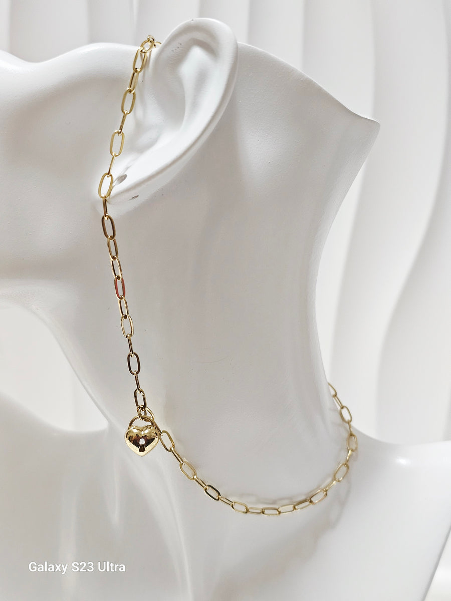 Heart Charm  in PaperClip Chain